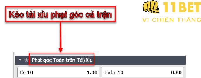 11BET Kèo Tài Xỉu tổng phạt góc cả trận là gì? Mẹo cá cược và cách tính tiền chi tiết nhất