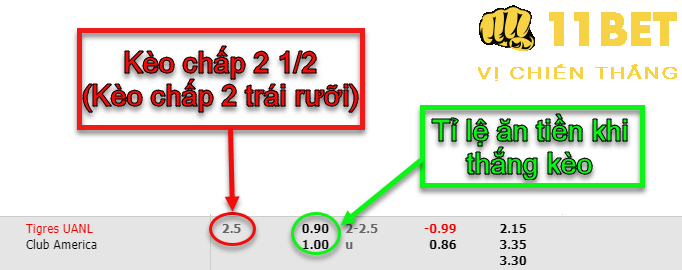 11BET Kèo chấp 2 1/2 trái là gì? Tip cá độ kèo chấp 2 trái rưỡi thắng lớn nhất